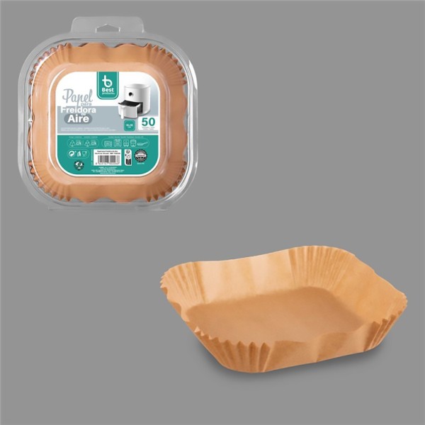 Papel cuadrado freidora aire 16 x 16 x 4,5 cm (pack 2 unidades)